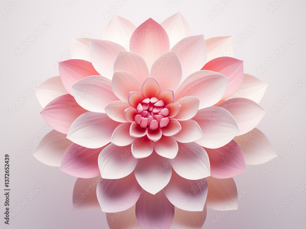Poster geometric lotus petals in soft pink gradient creating a serene feel