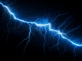 Zigzag-shaped geometric lightning with electric blue lighting on a dark background