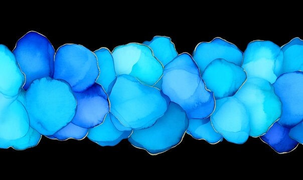 Abstract blue blobs on black