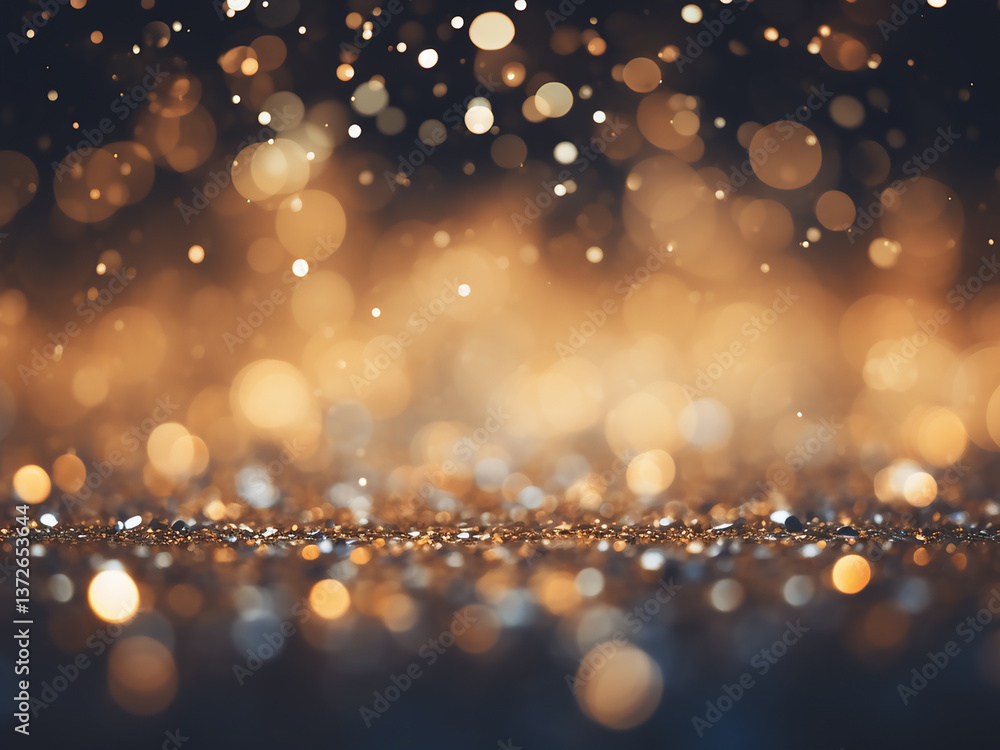 Poster glitter bokeh creates sparkling light points forming a festive backdrop