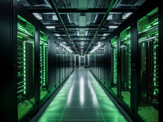 The green data center uses natural cooling and renewable power, maximizing efficiency
