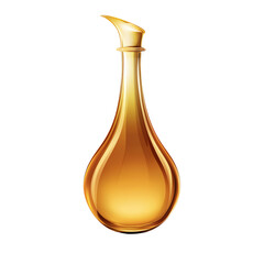 Isolate transparent Elegant golden glass bottle for liquid storage. png die-cut for advertising