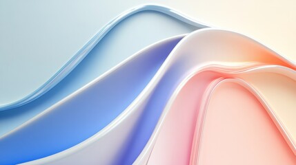 Abstract pastel waves flow smoothly with glossy reflections and gradients