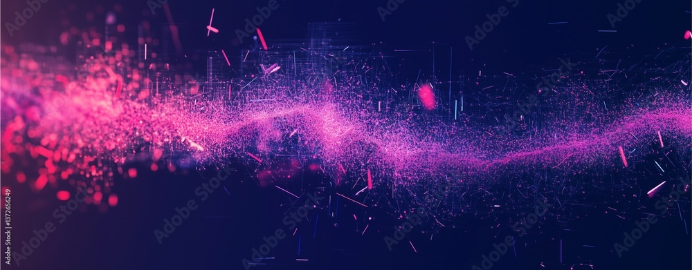 Poster cosmic energy flow: an abstract visual, capturing the mesmerizing dance of energetic particles, with