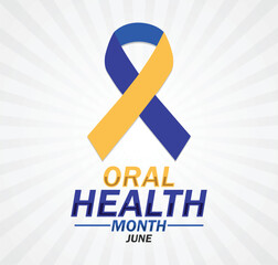 Oral Health Month Vector illustration. June. Holiday concept. Template for background, banner, card, poster with text inscription.