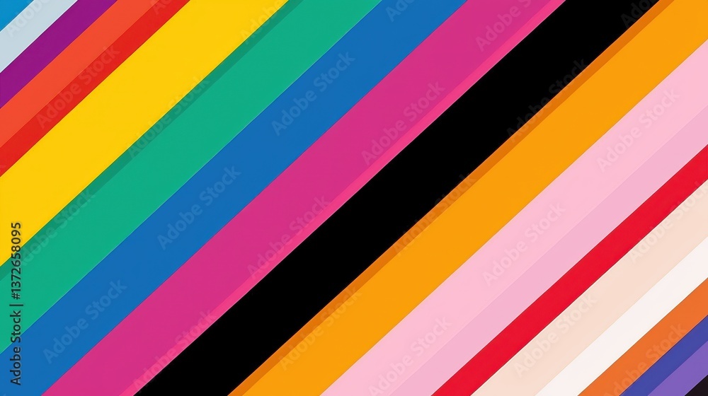 Aufkleber colorful diagonal stripes in a dynamic abstract pattern with a modern minimalist aesthetic