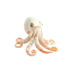 Fototapeta premium Adorable Knitted Octopus Toy, White and Peach Crochet Sea Creature