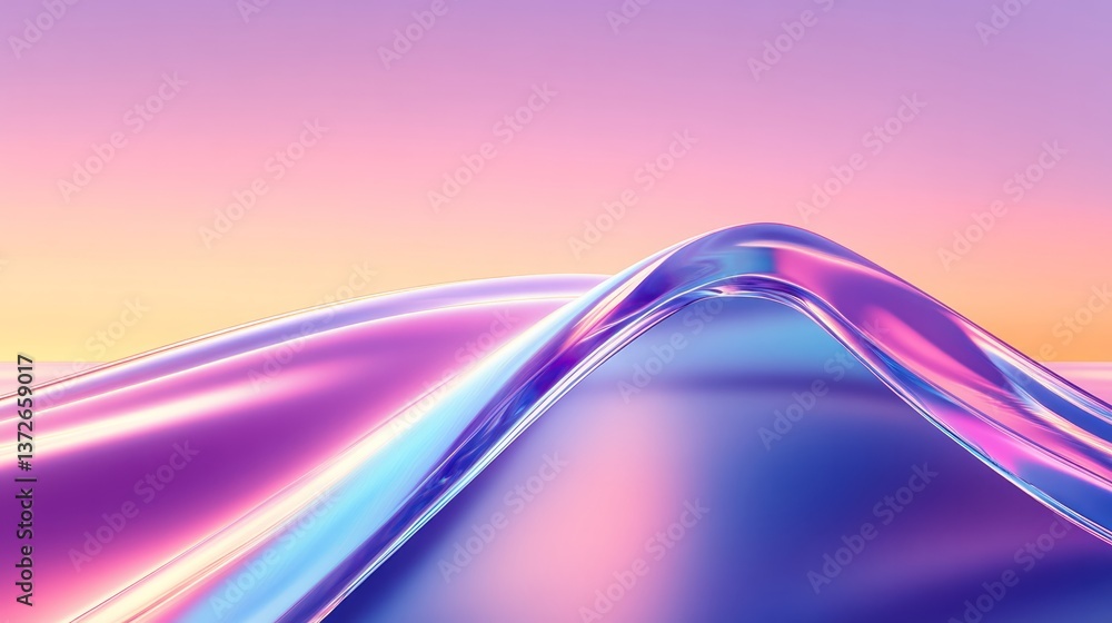 Wall mural abstract glossy wave with vibrant color gradient background