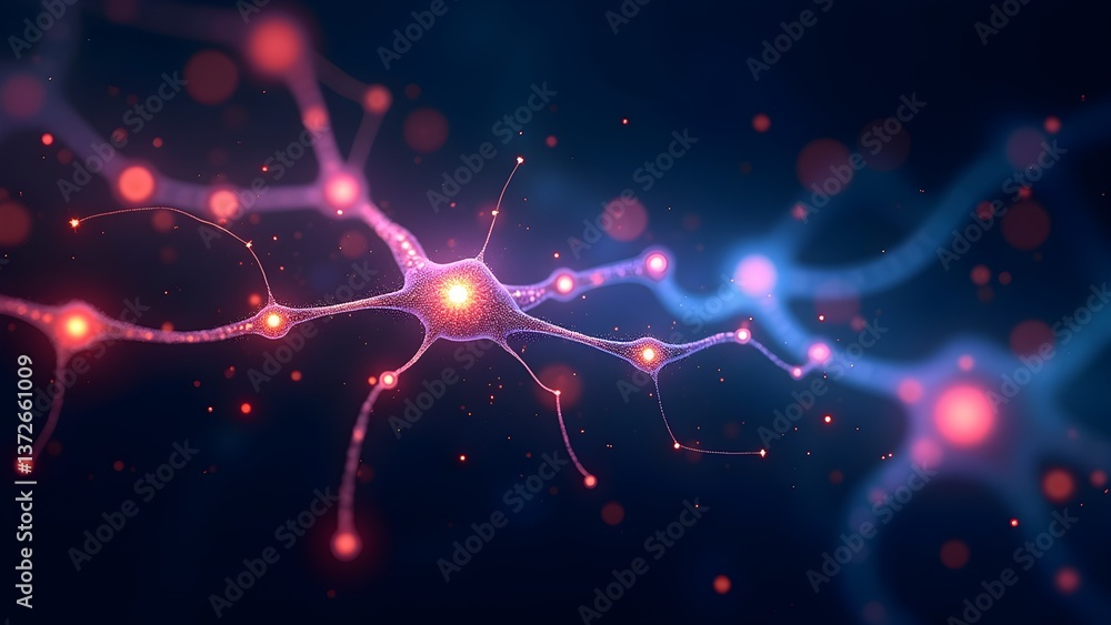 Poster detailed neuron structure with neural network connection - a vision of scientific innovation and med