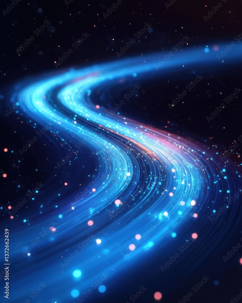 Poster luminous blue swirl in dark space captivating abstract design with glowing particles and dynamic ene