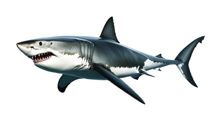 Fototapeta premium Isolated on white Transparent background image separated png. Great White Shark Illustration On Transparent Background