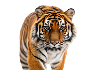 Naklejka premium Majestic Orange Tiger Portrait Against Transparent Background
