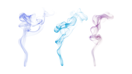 Smoke Set in Three Different Poses on Transparent Background for Atmospheric Effects, Fire Illustrations, or Abstract Designs