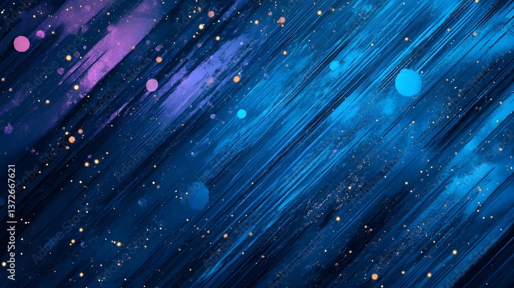 Poster captivating cosmic gradient backdrop with diagonal streaks and abstract dots