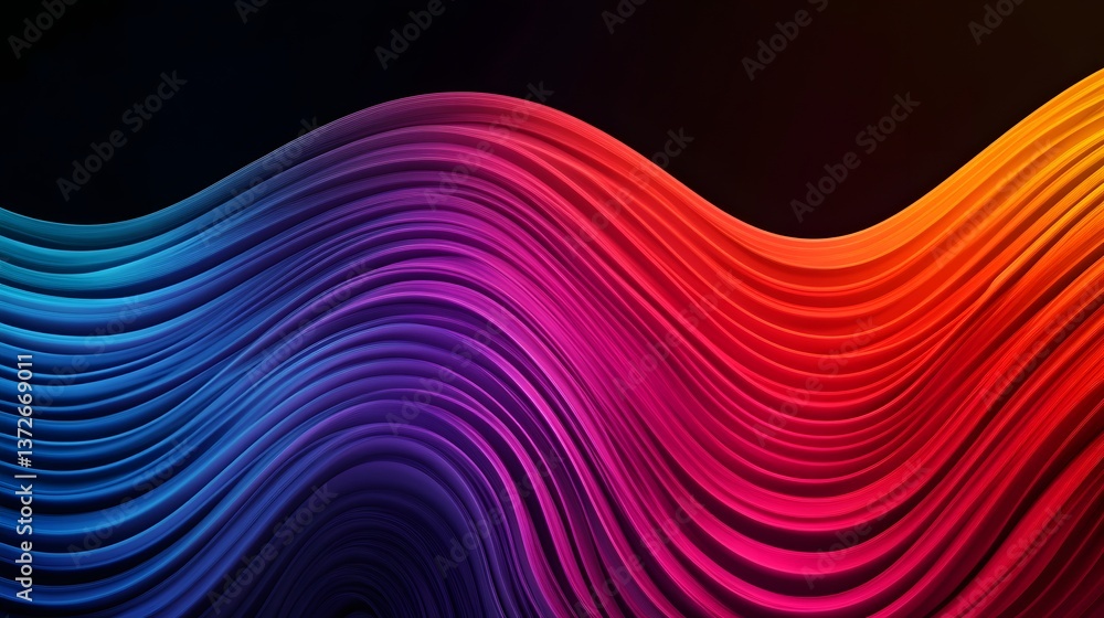 Poster vibrant multicolor fluid gradient with dynamic geometric layers
