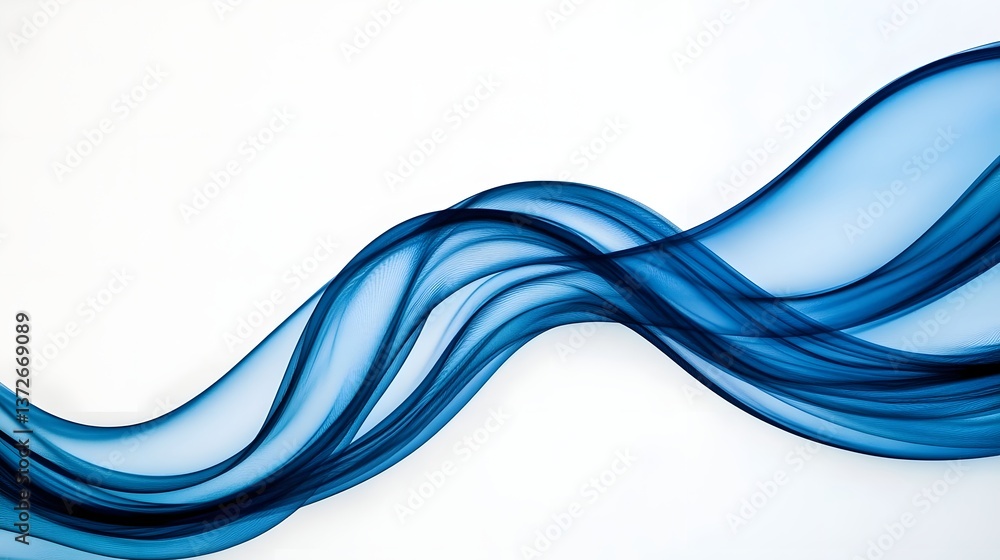 Aufkleber elegant flowing blue transparent wave with smooth gradient effect on white background