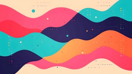 Fototapeta premium Multicolor Abstract Gradient with Layered Fluid Waves and Dynamic Geometric Elements for Tech Branding