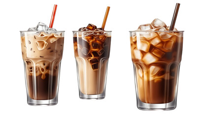 realistic iced coffee in glass