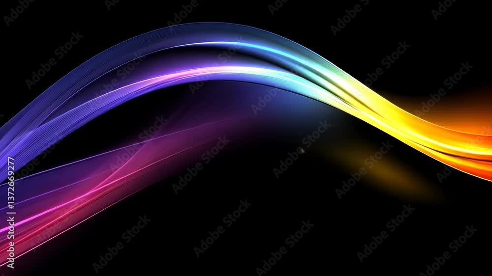 Poster light waves create vibrant patterns in a dynamic display of colors against a dark background