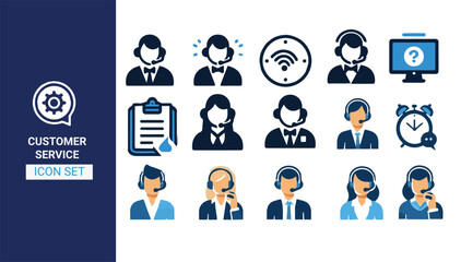 Fototapeta premium Business people icon set with avatars and team symbols