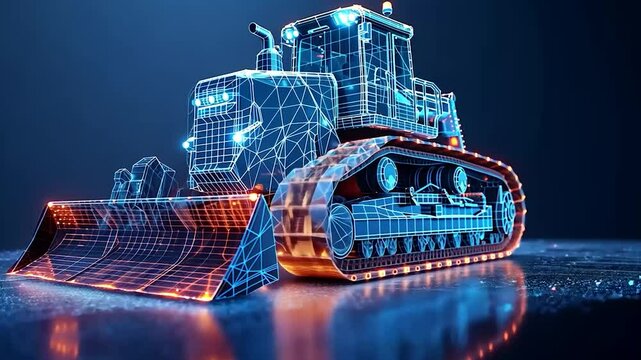 Digital bulldozer on a digital ground