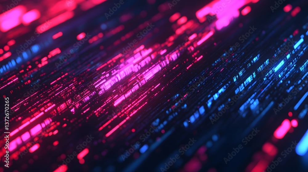 Poster glowing digital earth with neon data streams orbiting in futuristic technology background