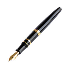 Fountain Pen with Elegant Lines on Isolated White Background