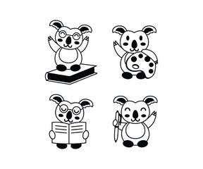 Cute Koala Illustrations Engaging in School Activities Vector Design