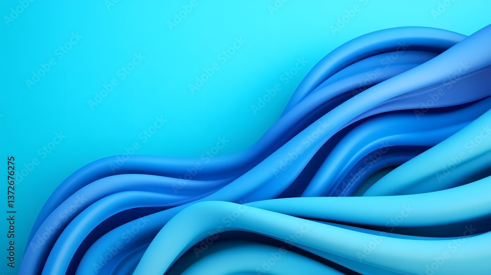 Poster mesmerizing intertwined blue and cyan waves with smooth 3d curves and transparent background