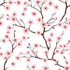 Obraz premium Seamless cherry blossom pattern wallpaper for gift paper background design floral art spring vibes