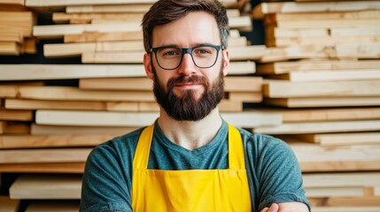 Craftsman showcasing skillful woodworking techniques in workshop featuring natural light and organized materials