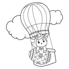 Easter coloring page with cute unicorn