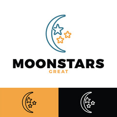 Obraz premium moon and stars icon logo design template