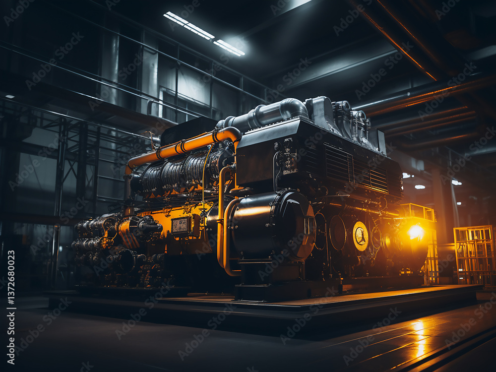 Poster industrial power unit generating energy systems monitored supply maintained efficiently
