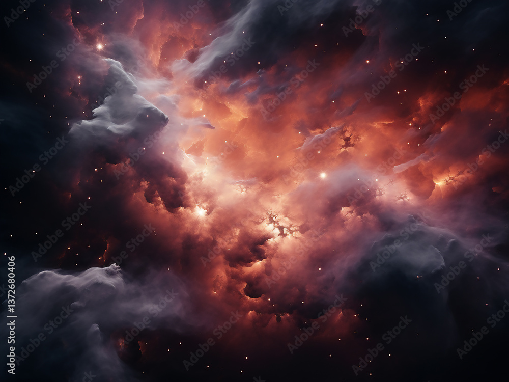 Poster molecular formations evolving within drifting cosmic clouds stars slowly condensing deep in space