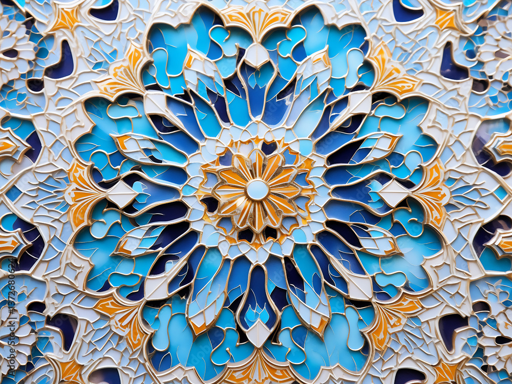 Poster islamic tiles intricate patterns flowing endless colors combining bright harmony creating
