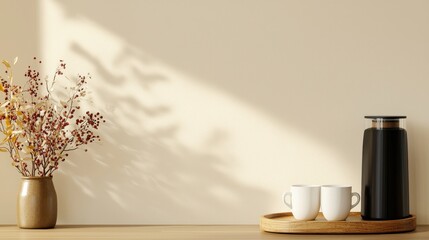 Morning coffee ritual cozy home still life warm atmosphere soft light serenity