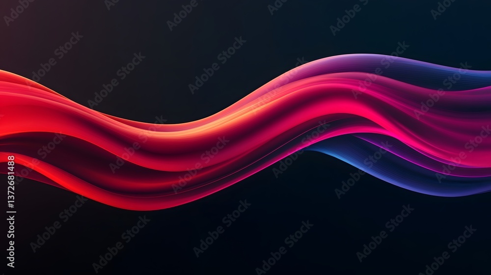 Poster vibrant digital wave with smooth curves and gradients on dark background