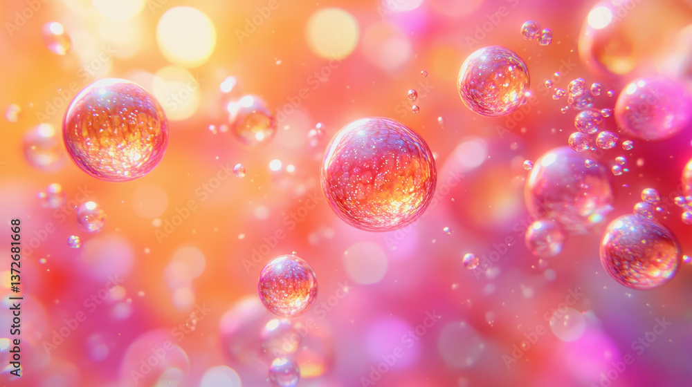 Poster bubbles floating in the air creating an enchanting and dreamy timeless pearl glow background illustr