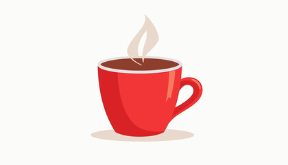 Fototapeta premium Stylized red coffee cup with steam rising in a minimalist design 