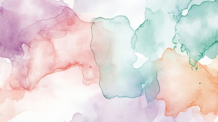 Abstract watercolor blot outlines in soothing peach and mint shades with subtle flow artistic technique