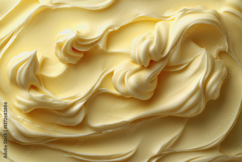 Poster smooth cream swirl background with a rich buttercream texture creating an elegant and appealing visu