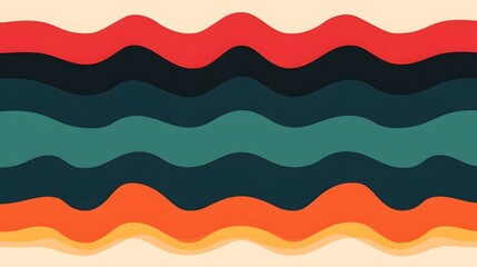 Vibrant Wavy Border with Retro 70s Psychedelic Color Scheme and Bold Graphic Design