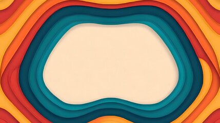 Vibrant and Playful Wavy Border with Retro 70s Color Scheme, Psychedelic Style, Bold and Eye-Catching Abstract Graphic Design