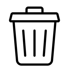 Illustration of a black trash can icon on a white background