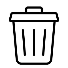 Illustration of a black trash can icon on a white background