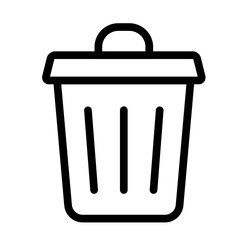 Illustration of a black trash can icon on a white background