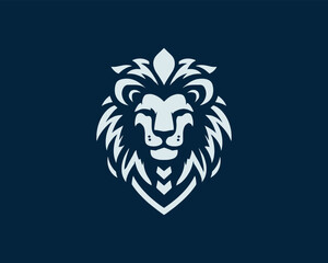 Fototapeta premium Lion head mascot icon vector illustration. black and white lion logo design template