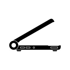 laptop icon from the side, simple flat style, illustration, logo sign symbol pictogram template, for ui or ux isolated on white for mobile app, editable