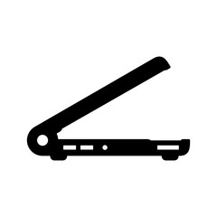 laptop icon from the side, simple flat style, illustration, logo sign symbol pictogram template, for ui or ux isolated on white for mobile app, editable